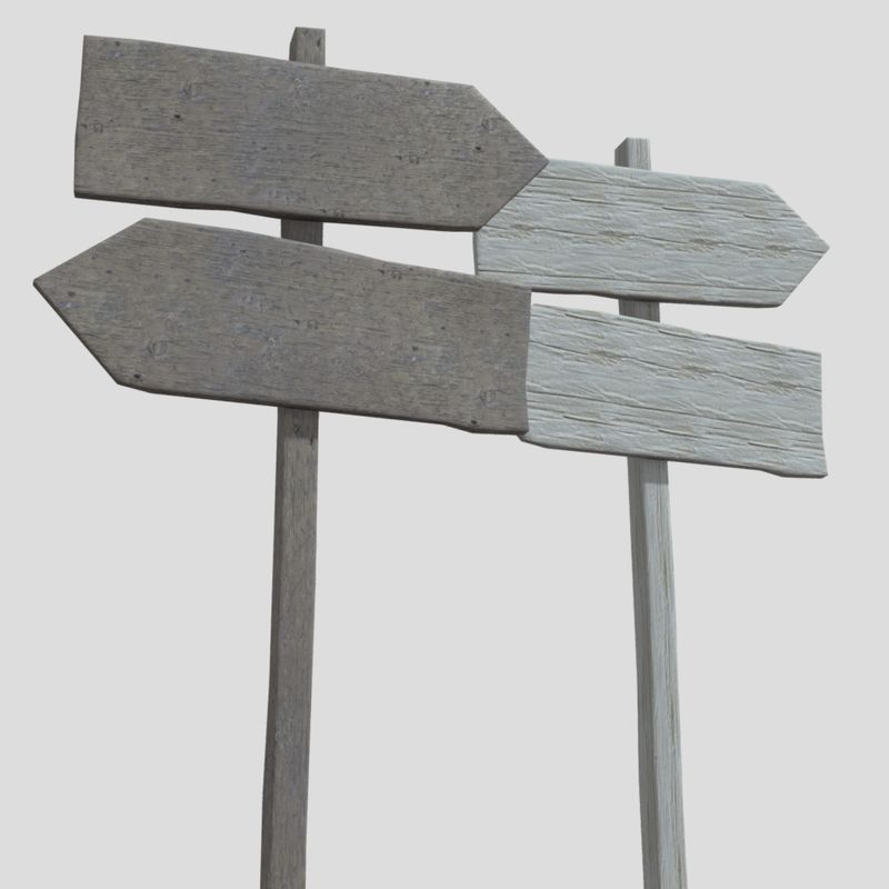 Wooden Sign 2 - low poly PBR 3d model