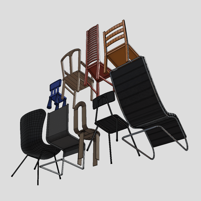 Chair Pack - low poly PBR 3d model