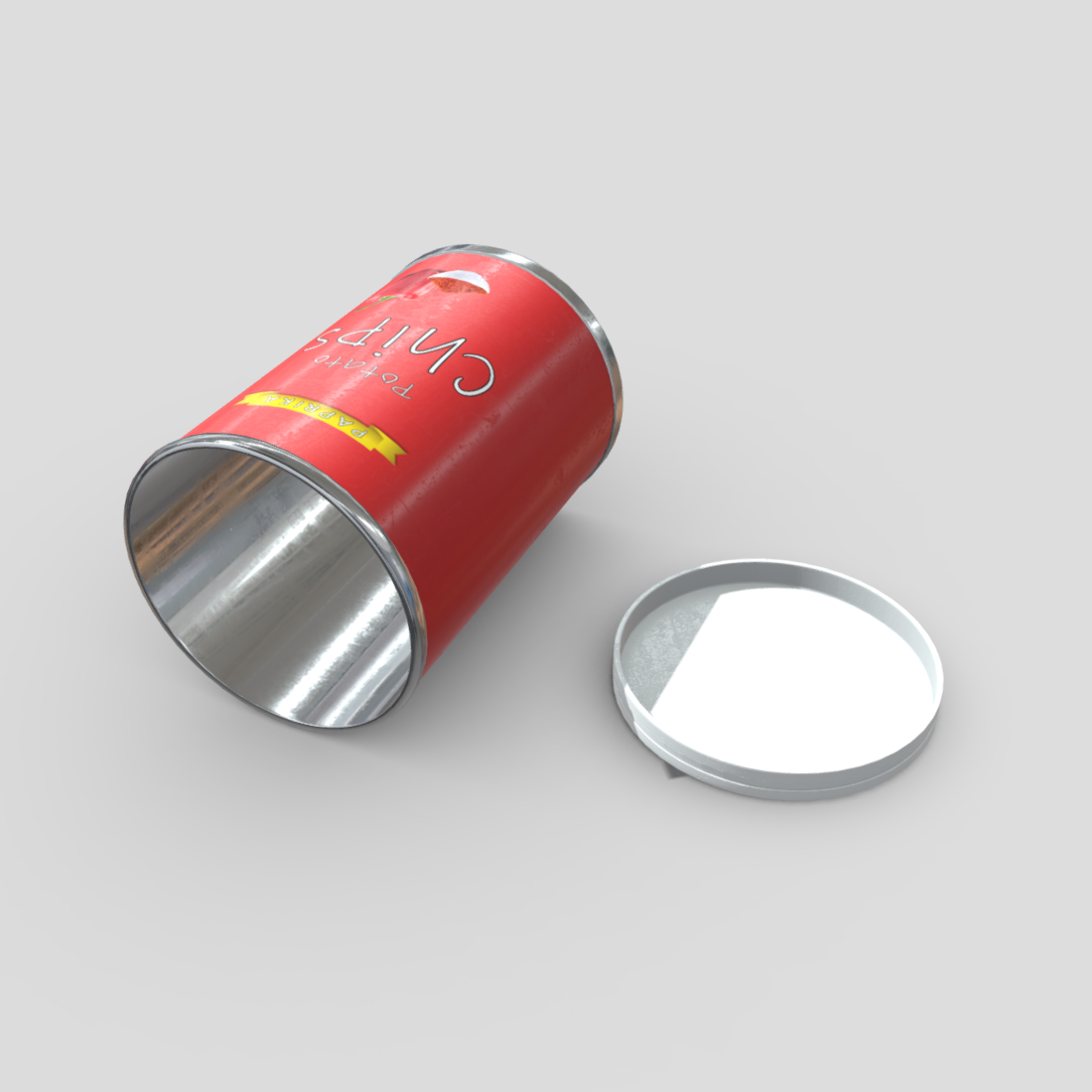 CC0 - Potato Chips Tube 2 Open - Low Poly PBR 3d Model