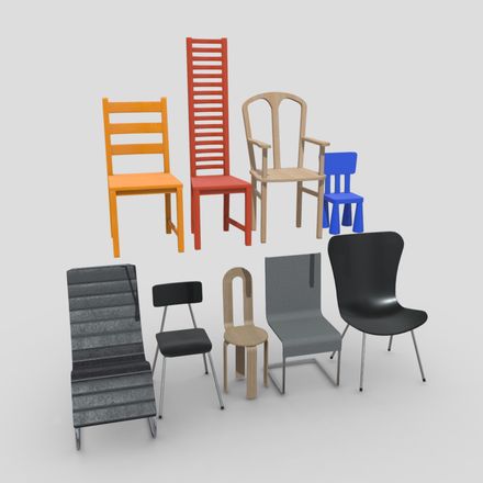 Chair Pack - low poly PBR 3d model