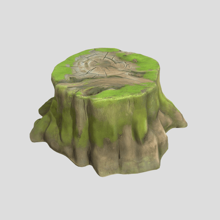 Tree Stump Mossy 4 - low poly PBR 3d model