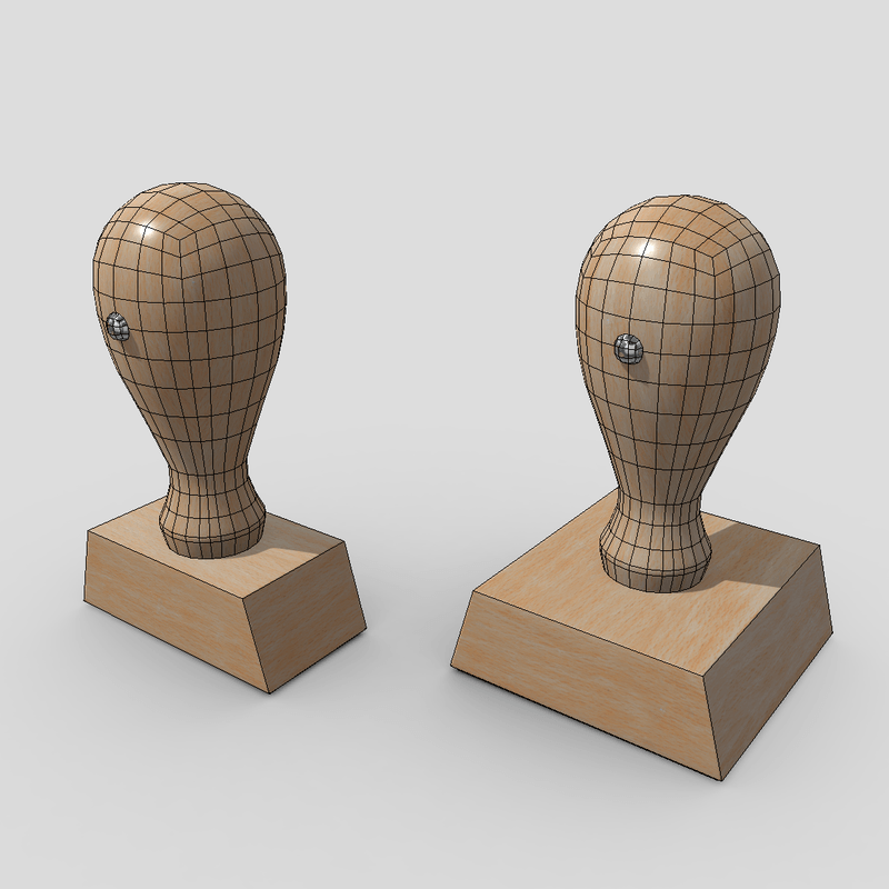 Rubber Stamp - low poly PBR 3d model