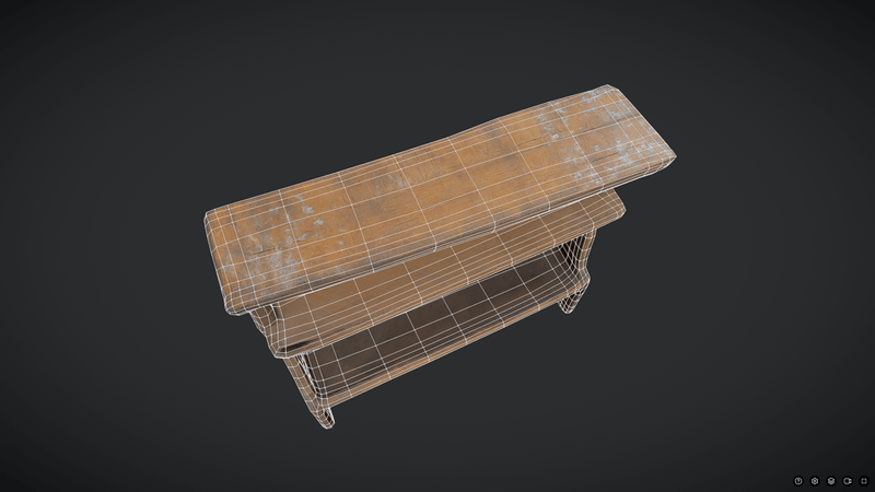 Decayed Wooden Shelf 2 - low poly PBR 3d model