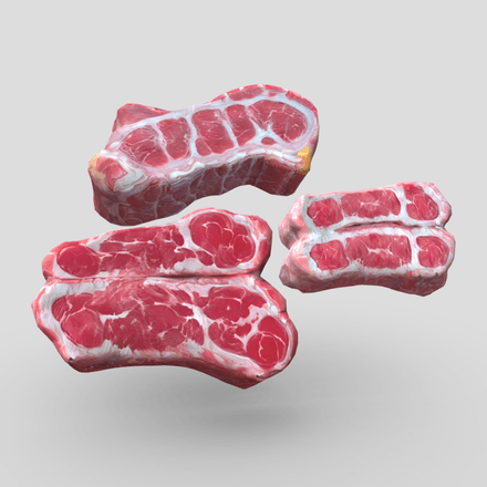 Raw Meat Pack - low poly PBR 3d model