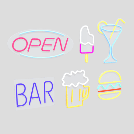 Neon Sign Pack - low poly PBR 3d model