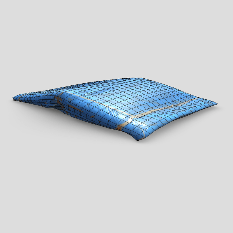 Folded Blue Tarp - low poly PBR 3d model