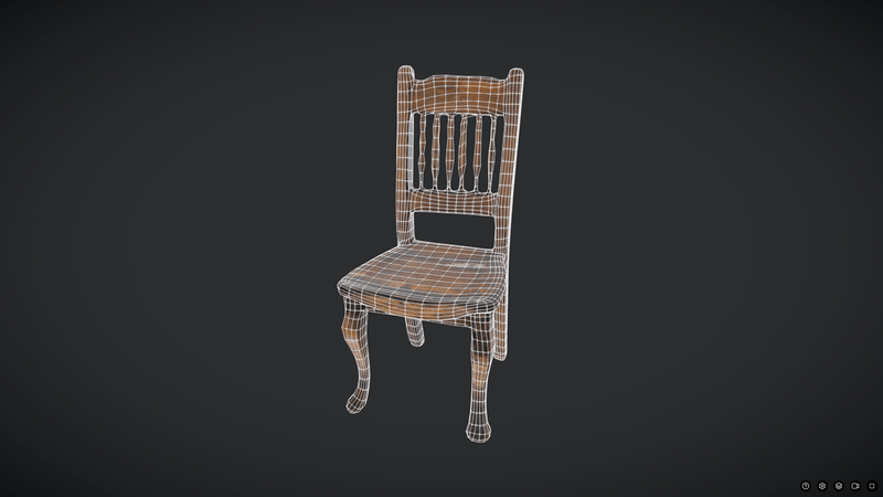 Decayed Wooden Chair - low poly PBR 3d model