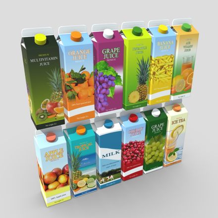 Juice Carton Pack 3 - low poly PBR 3d model