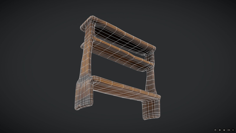 Decayed Wooden Shelf 2 - low poly PBR 3d model
