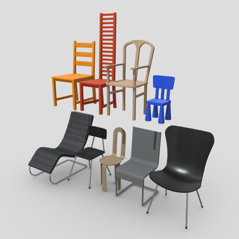 Chair Pack - low poly PBR 3d model
