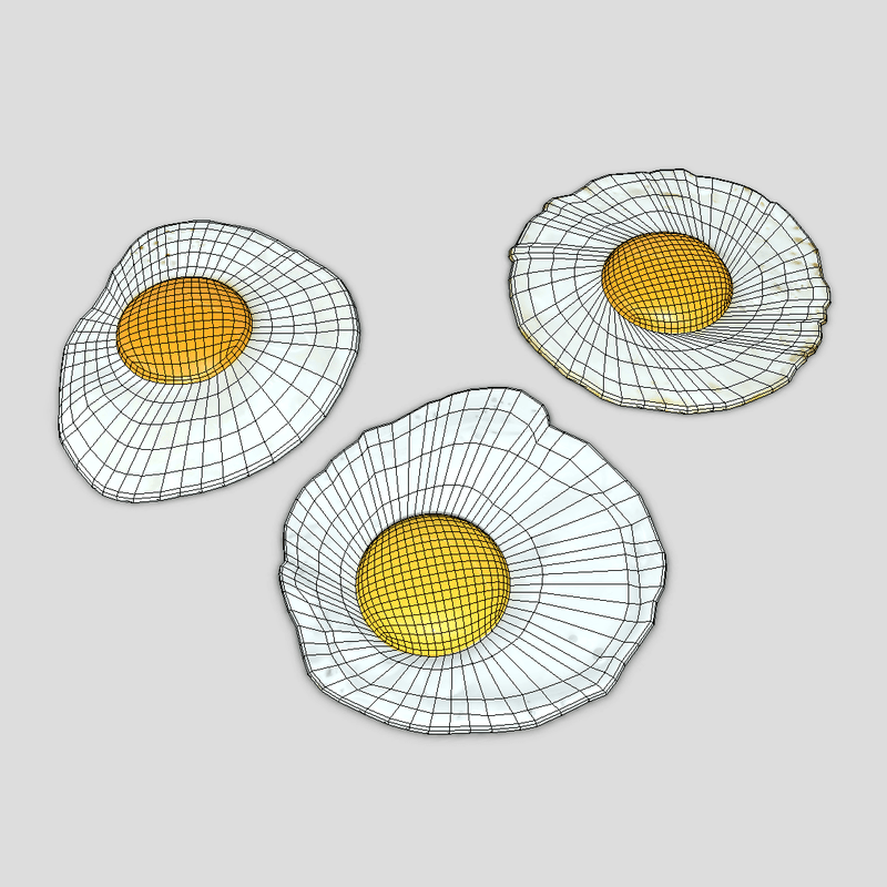 Fried Egg Pack - low poly PBR 3d model