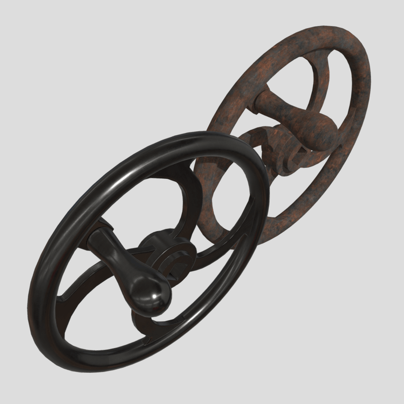 Crank Wheel With Handle - low poly PBR 3d model
