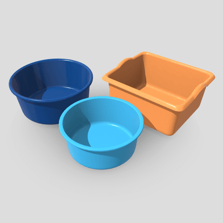 Plastic Wash Basin Pack - low poly PBR 3d model