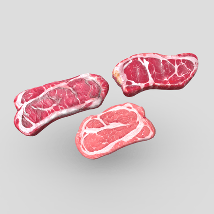 Raw Steak Pack - low poly PBR 3d model