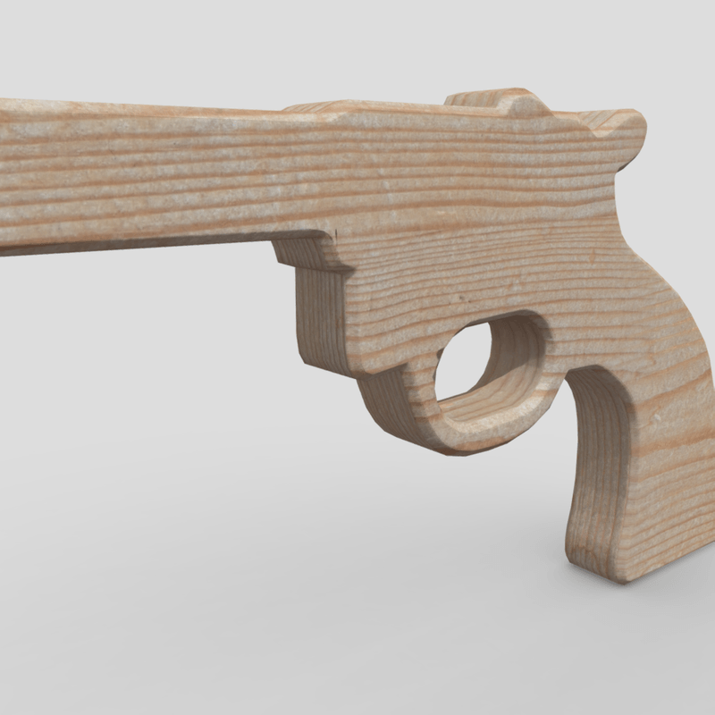 Wooden Toy Gun 3 - low poly PBR 3d model