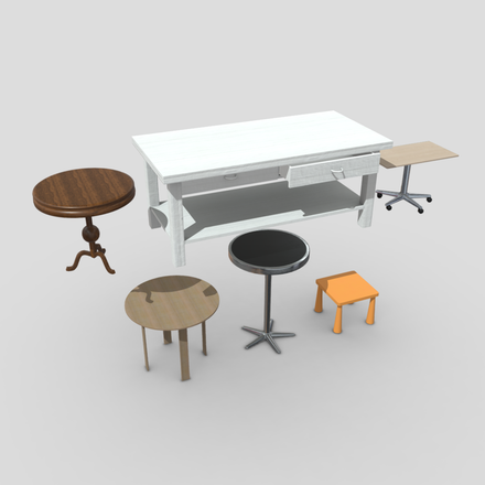 Table Pack - low poly PBR 3d model