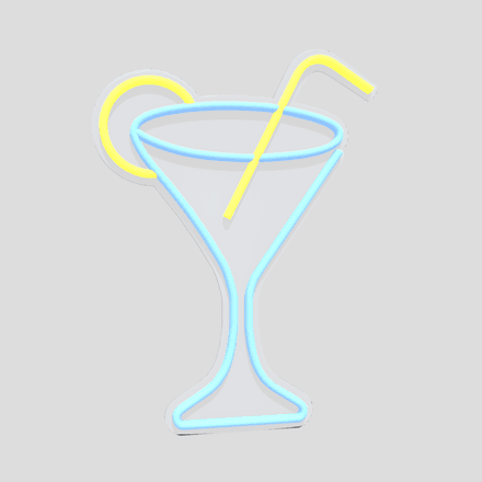 Neon Sign Cocktail - low poly PBR 3d model