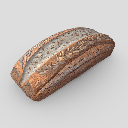 CC0 - Multi Grain Bread - low poly PBR 3d model