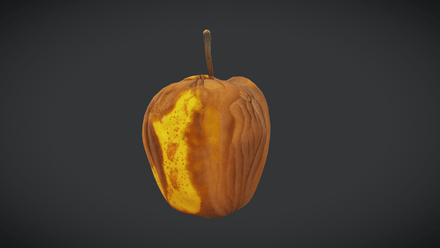 Rotten Apple - low poly PBR 3d model