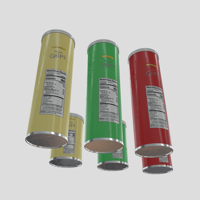 Potato Chips Tube Pack - low poly PBR 3d model