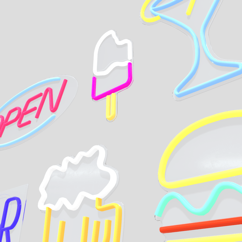 Neon Sign Pack - low poly PBR 3d model