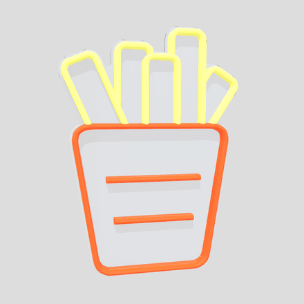 Neon Sign Fries - low poly PBR 3d model