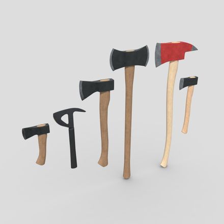 Axe Pack - low poly PBR 3d model