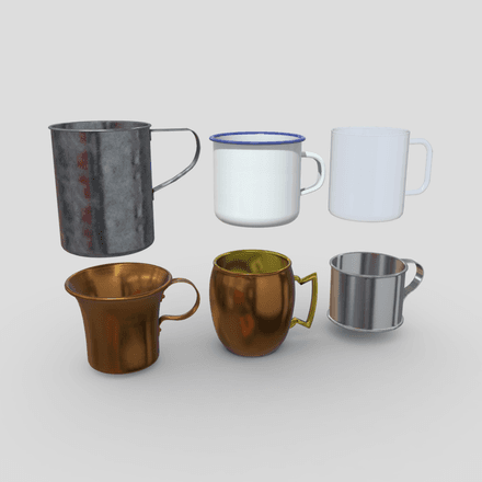 Mug Pack 2 - low poly PBR 3d model