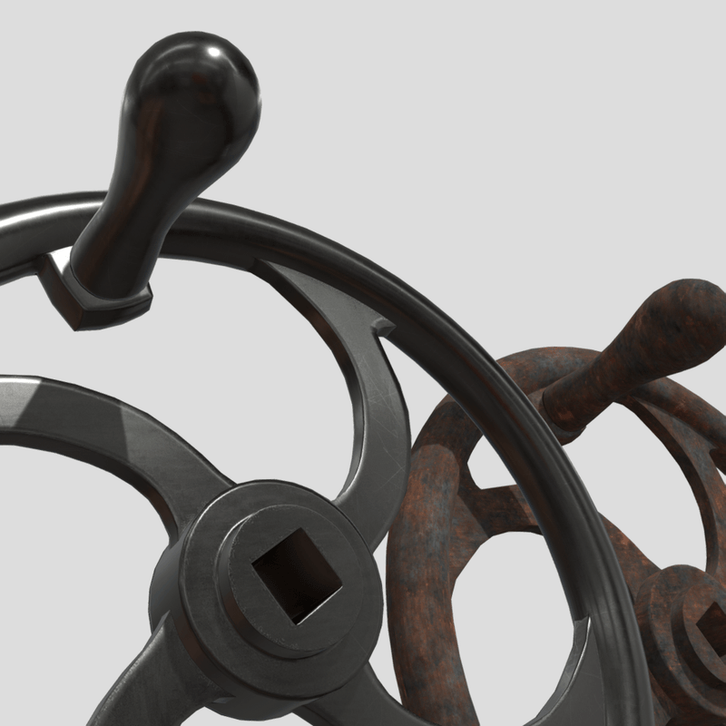Crank Wheel With Handle - low poly PBR 3d model