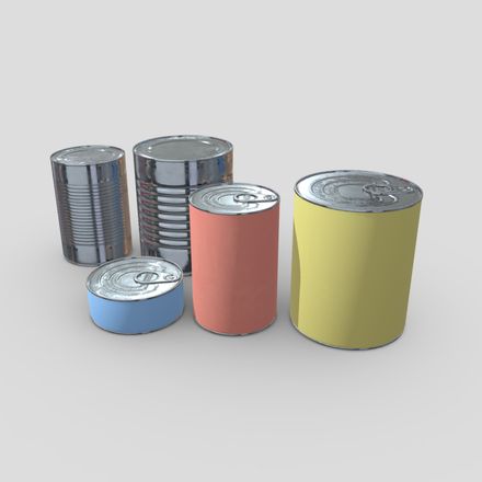 Tin Can Pack - low poly PBR 3d model