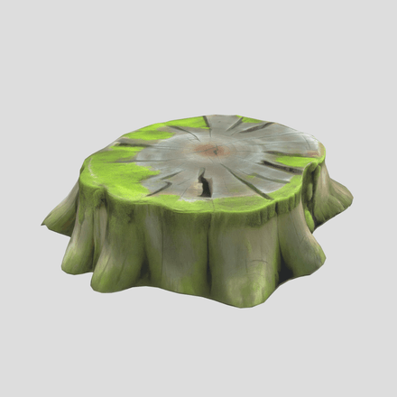 Tree Stump Mossy 2 - low poly PBR 3d model