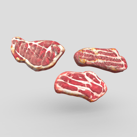 Medium Cooked Steak Pack - low poly PBR 3d model