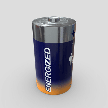 Battery D - low poly PBR 3d model