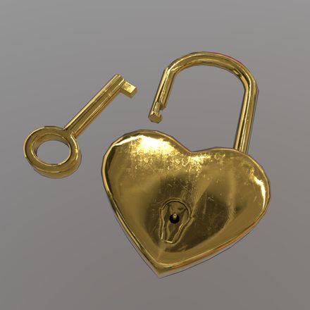 Heart Lock - low poly PBR 3d model