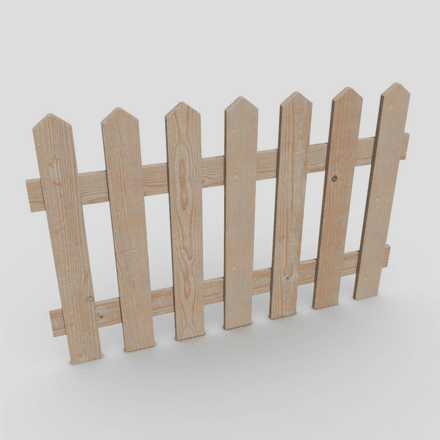 Wood Fence 2 - low poly PBR 3d model