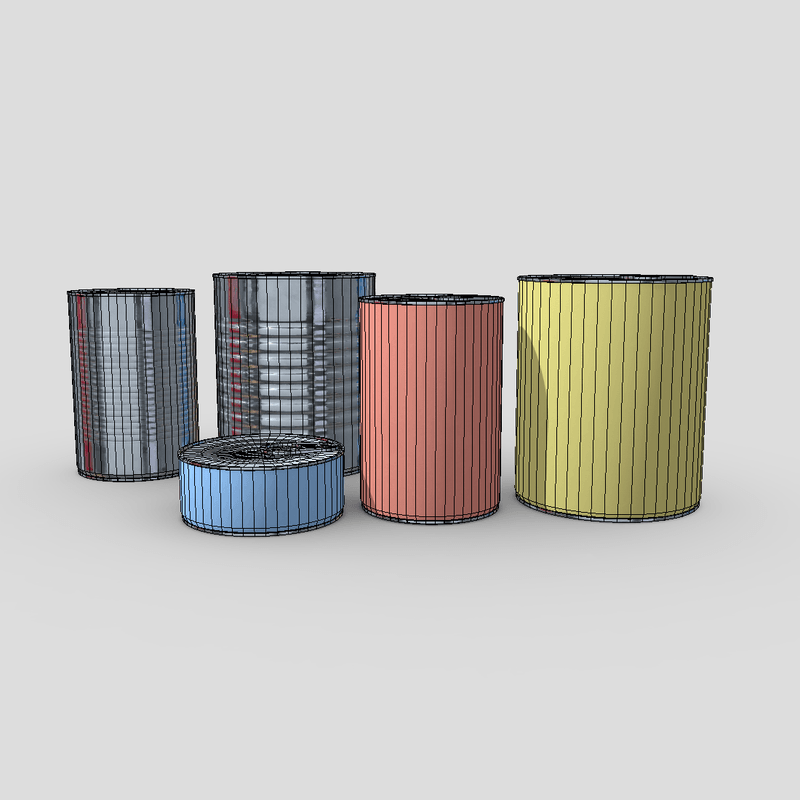 Tin Can Pack - low poly PBR 3d model