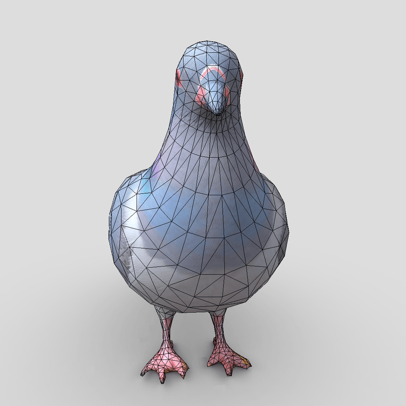 Standing Bird Pigeon - low poly PBR 3d model