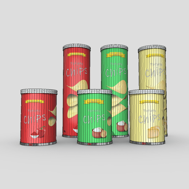 Potato Chips Tube Pack - low poly PBR 3d model