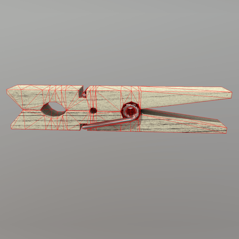 CC0 - Clothespin - low poly PBR 3d model