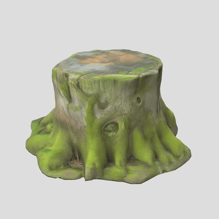 Tree Stump Mossy 3 - low poly PBR 3d model