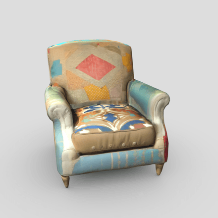 Fabric Patched Up Armchair - low poly PBR 3d model