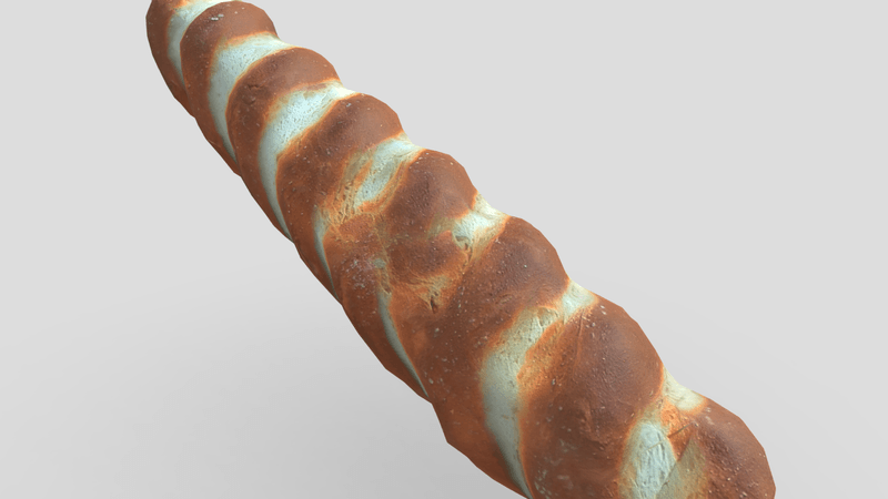 CC0 - Baguette - low poly PBR 3d model
