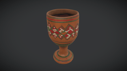 Wooden Goblet - low poly PBR 3d model