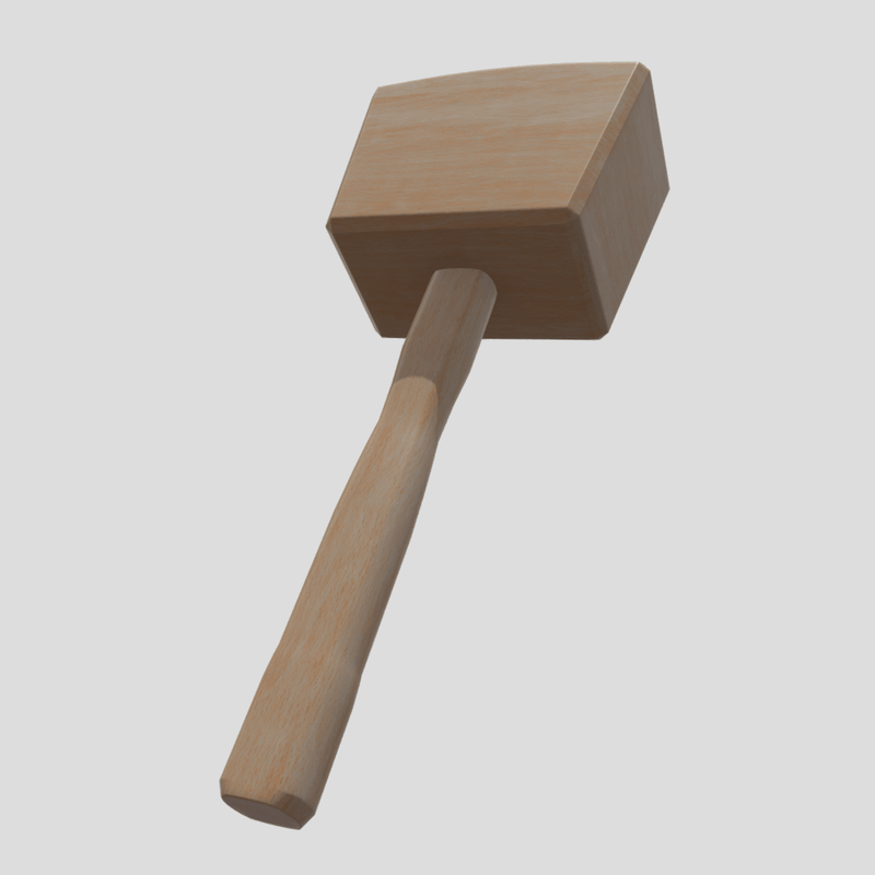 Wooden Hammer - low poly PBR 3d model