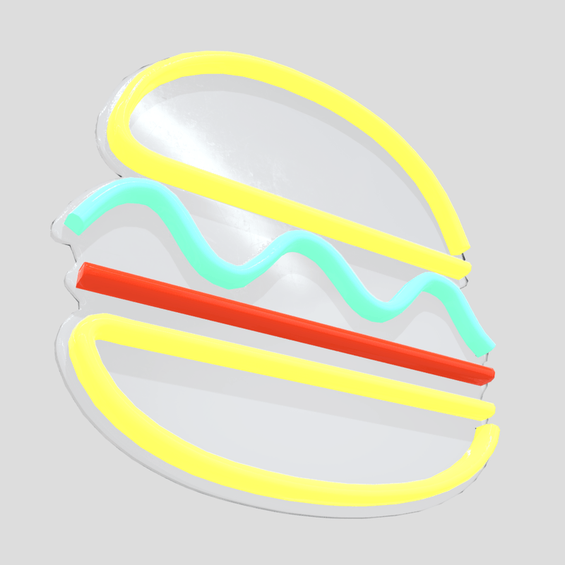 Neon Sign Burger - low poly PBR 3d model