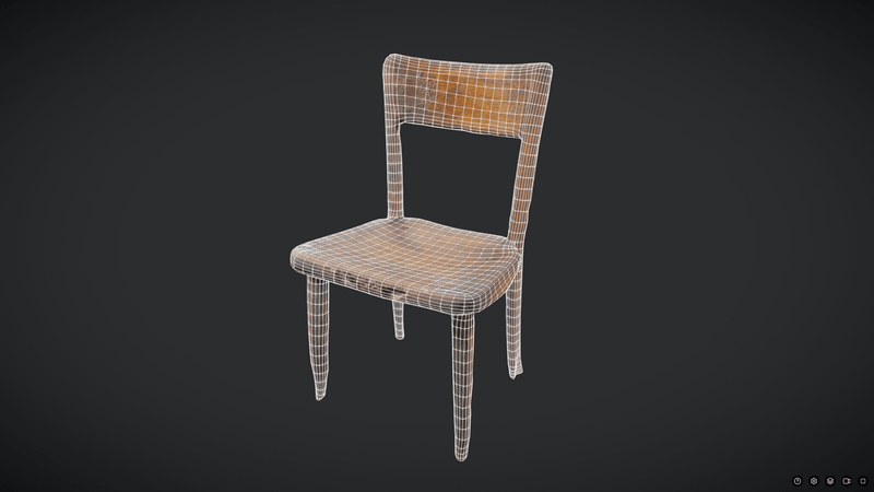 Decayed Wooden Chair 2 - low poly PBR 3d model