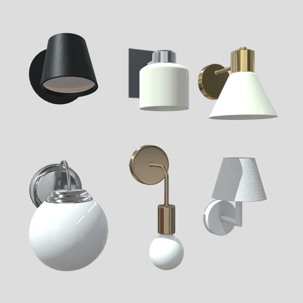 Wall Lamp Pack - low poly PBR 3d model