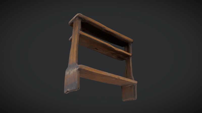 Decayed Wooden Shelf 2 - low poly PBR 3d model