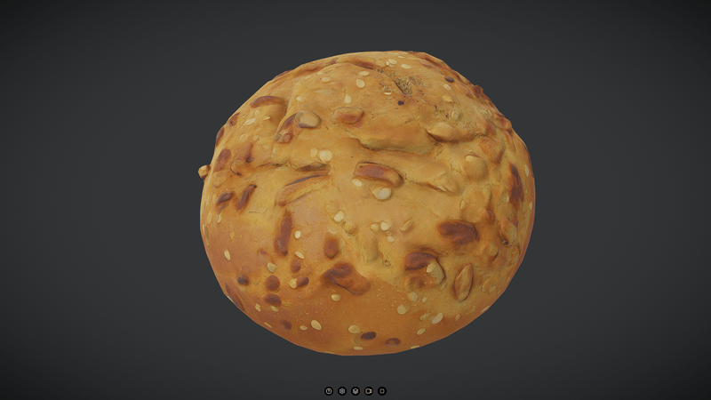 Seeded Bread Roll - low poly PBR 3d model
