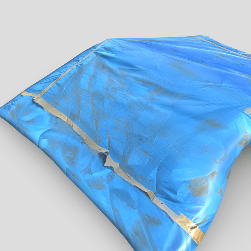 Folded Blue Tarp - low poly PBR 3d model